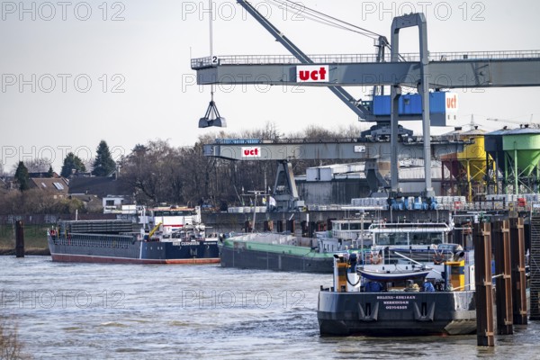 Uct Umschlag Container Terminal, harbour in Dormagen, on the Rhine, North Rhine-Westphalia,
