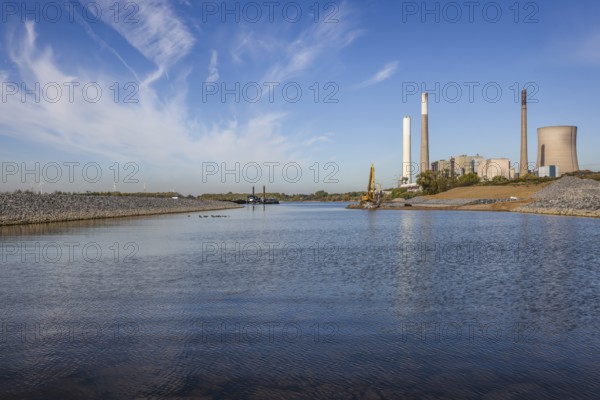 Dinslaken, Voerde, North Rhine-Westphalia, Germany, Emscher estuary into the Rhine. Construction