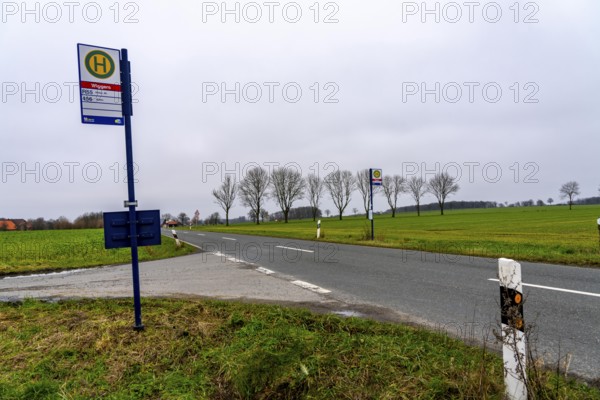 Bus stop Wiggers, in the countryside, near Sendenhorst, line R55, RVM Regionalverkehr Münsterland,