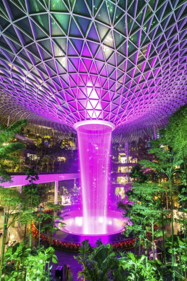 Waterfall in the Jewel Changi Airport shopping centre at Changi Airport, Singapore, Asia