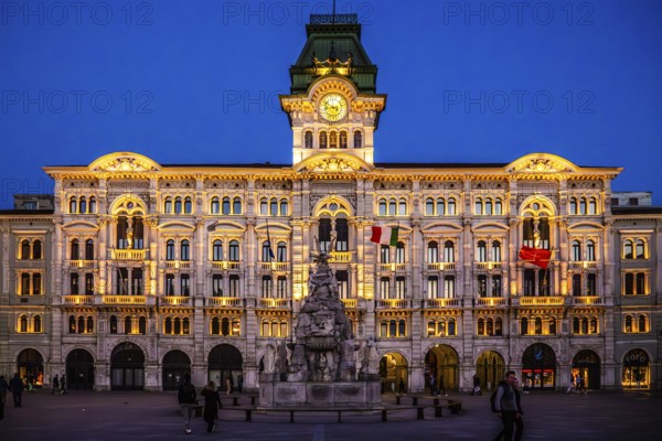 Palazzo del Municipio, town hall in eclectic style, Piazza Unità d'Italia in the heart of the city,