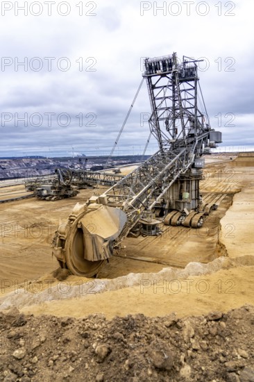 Opencast lignite mine Garzweiler 2, bucket wheel excavator 261 excavating the surface, near the