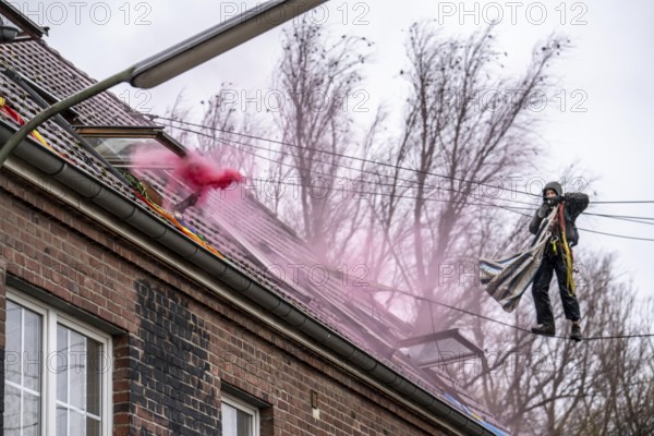 2nd day of the eviction of the Lützerath hamlet, occupied buildings of the former farm, by climate