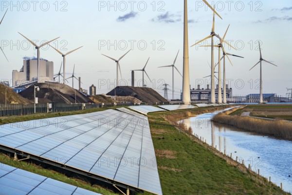 Solar park on the Slaperdijk dyke near the Eemshaven, test project, 17, 000 solar modules were