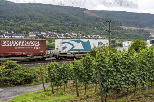 Upper Middle Rhine Valley, railway line on the right bank of the Rhine, goods train line, up to 400