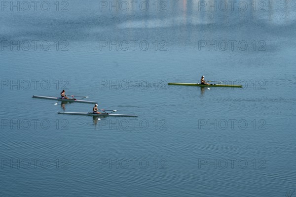 The Hennesee, Hennetalsperre in the Sauerland, bathing bay, Hochsauerlandkreis, near Meschede,