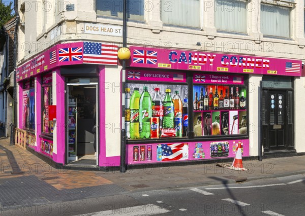 Candy Corners convenience store shop, Dogs Head Street, town centre of Ipswich, Suffolk, England,
