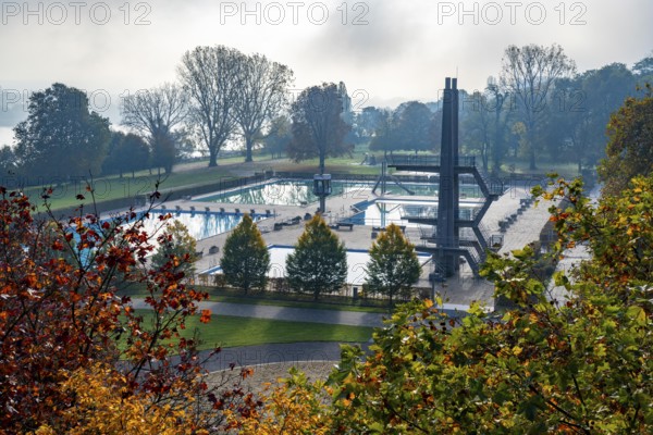 The Römerbad, outdoor pool in Bonn-Castell, directly on the Rhine, closed after the summer season,