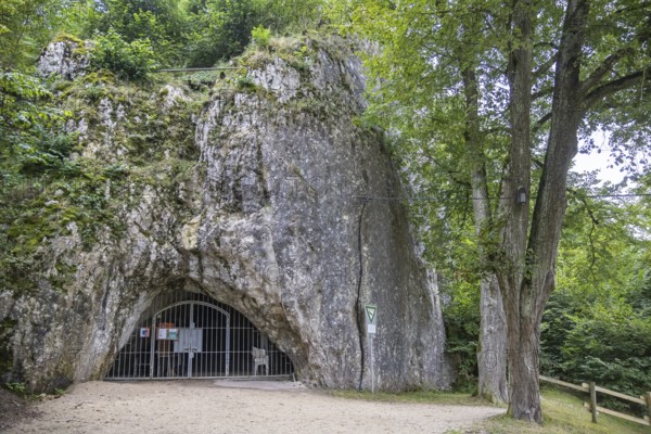 The Hohle Stein cave in the Swabian Alb. Ice age cave in the Achtal valley, site of important
