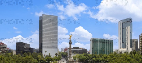 Mexico City tourist attraction Angel of Independence column near financial center and El Zocalo