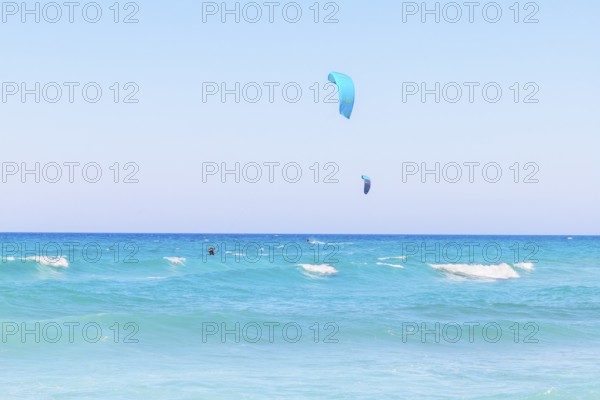 Kitesurfing, Episkopi beach, Rethymno, Crete, Greek Islands, Greece, Europe