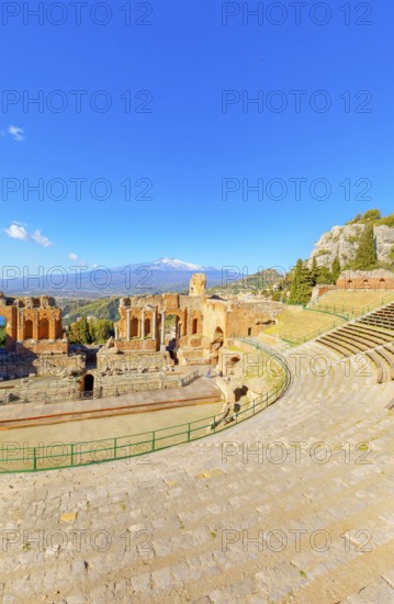 The Greek theatre, Taormina, Sicily, Italy, Europe