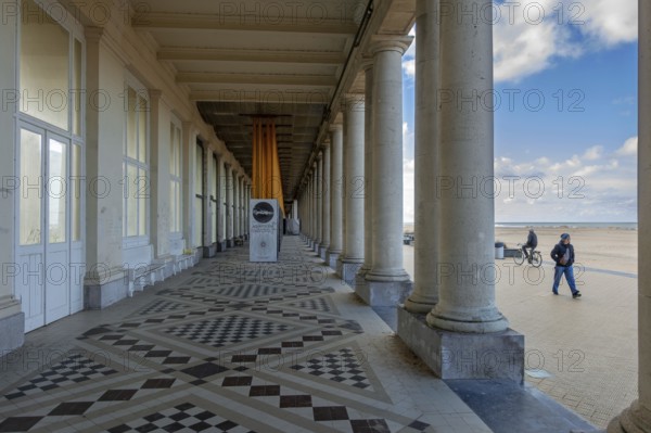 Renovation works of the Royal Galleries, Koninklijke Gaanderijen, neoclassical arcade at seaside