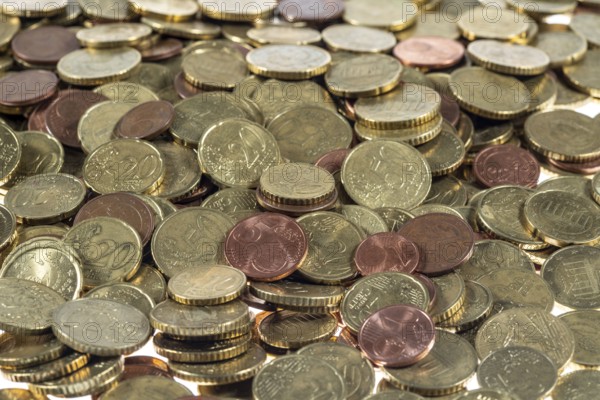 Coins, euro coins, cent coins, one cent, two cent, five cent, ten cent, twenty cent, fifty cent,