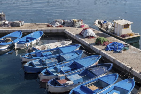Boats in the harbour of Gallipoli, Salento, Apulia, Italy, Europe