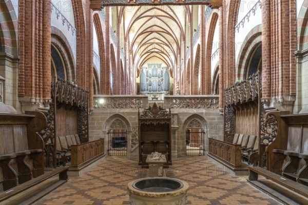 Choir and church organ of Havelberg's St Mary's Cathedral, Havelberg, Saxony-Anhalt, Germany,
