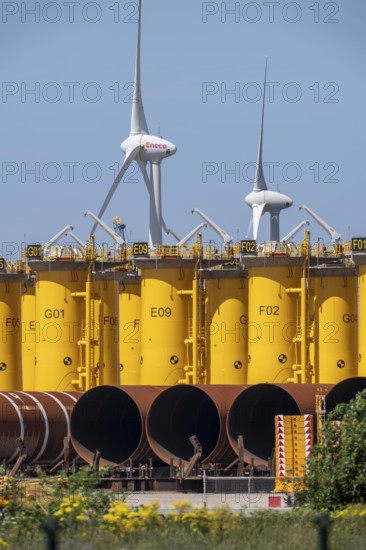 Transhipment centre for offshore wind turbines, which are transported here by the manufacturer and