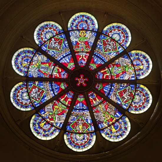 Rose window in the westwork by the glass painter Heinz Hindorf, St. Blasii Cathedral, Braunschweig,