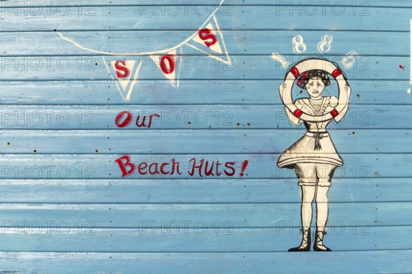 Campaign to save historic beach huts, Felixstowe, Suffolk, England, UK