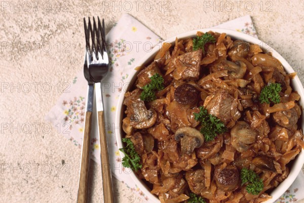 Bigos, bigus is a national Polish dish, made of cabbage and meat, stewed, homemade, no people