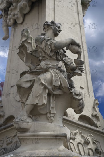 Figure of Temperance, Temperantia, at the four tubular fountain, 1733, Würzburg, Lower Franconia,