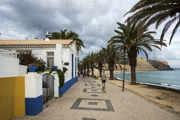 Beach promenade, Luz, near Lagos, Algarve, Portugal, Europe