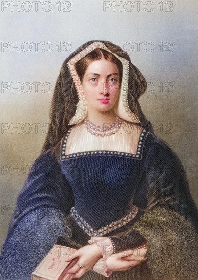 Catherine of Aragon, also known as Katherine, 1485-1536, first woman of Henry VIII. Engraved by J.W