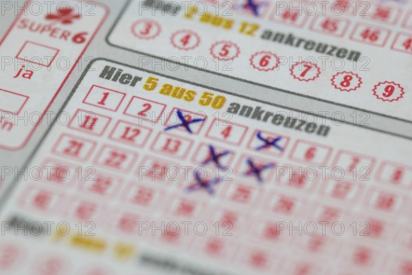 Game ticket, gambling, betting slip, betting slip, Toto, Lotto, EURO JACKPOT, 5 out of 50, SUPER 6