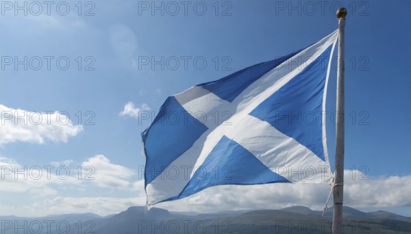 The flag of Scotland flutters in the wind