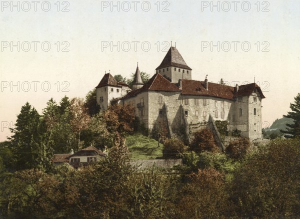 The Castello di Blonay, Château de Blonay, a medieval hilltop castle in the centre of the village
