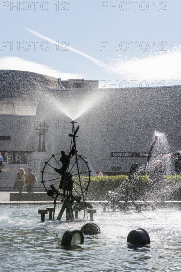 Carnival Fountain by Jean Tinguely and theatre, Tinguely Fountain, Basel, Canton of Basel-Stadt,
