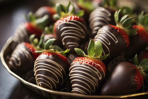 Chocolate covered strawberry fruits. KI generiert, generiert, AI generated