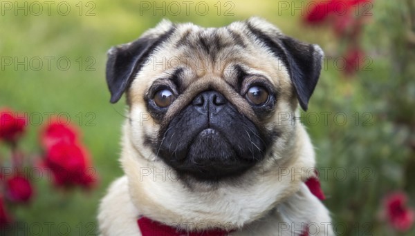 Pets, dog, pug, English dog breed, AI-generated, AI generated