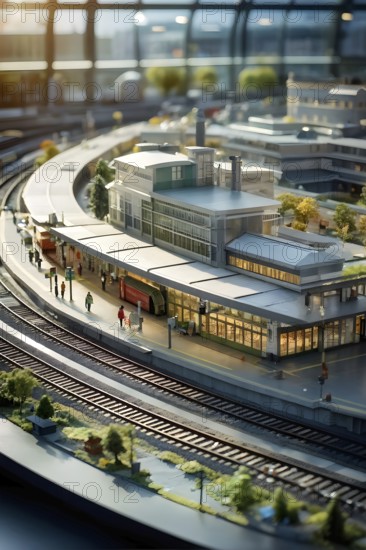 Scale model of a railway station, AI generated