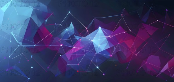 Abstract polygons shifting and rotating seamlessly, connected by glowing lines representing AI
