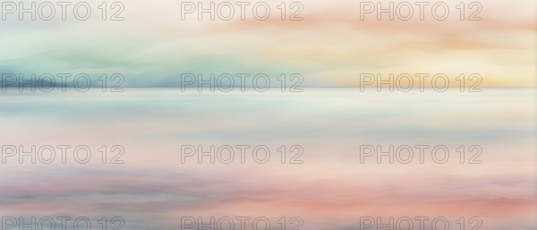 Abstract horizon line with layers of soft, pastel colors rising and falling, creating a soothing