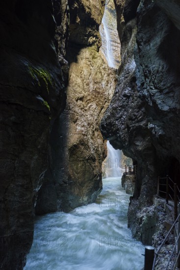 Waterfalls in the Partnach Gorge, Garmisch-Partenkirchen, Bavaria, Germany, Europe