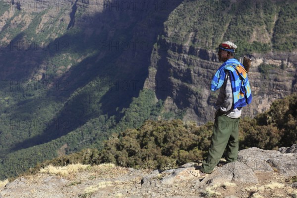 In the highlands of Abyssinia, in the Semien Mountains, landscape in the Semien Mountains National