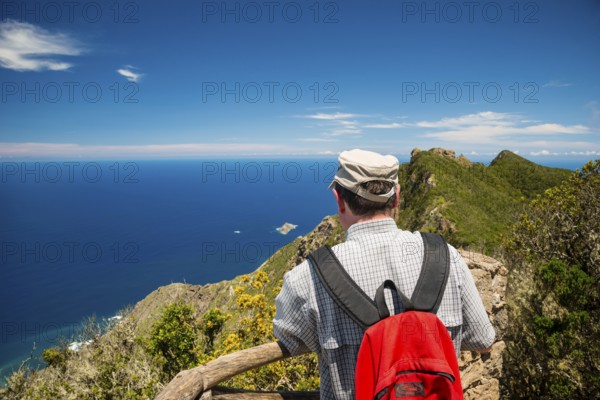 Panorama of Cabezo del Tejo, coast near Taganana, Anaga Mountains, Anaga, Tenerife, Northeast,