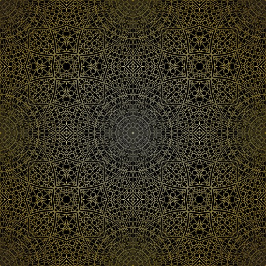 Geometric gold lace seamless pattern. Arabic tile lattice vector background.