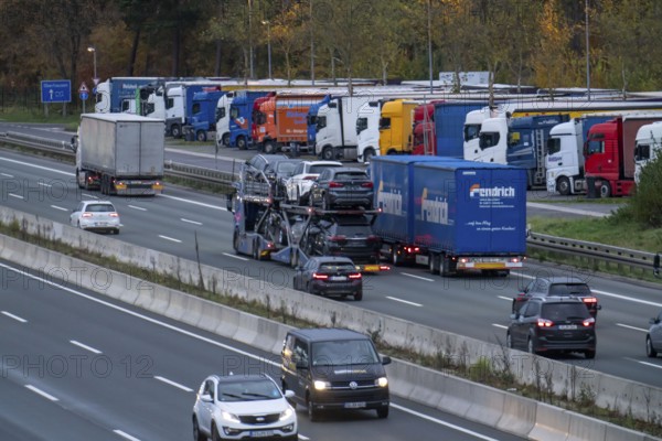 Rest area Ohligser Heide Ost, on the A3 motorway, direction Oberhausen, near Solingen, full truck
