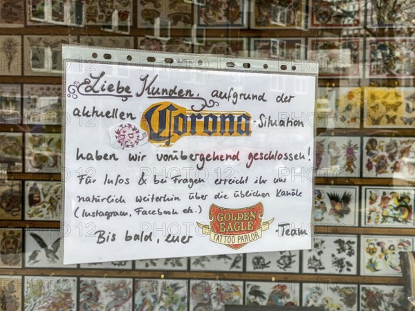 Effects of the coronavirus pandemic in Germany, Essen, closedTattoo Studio