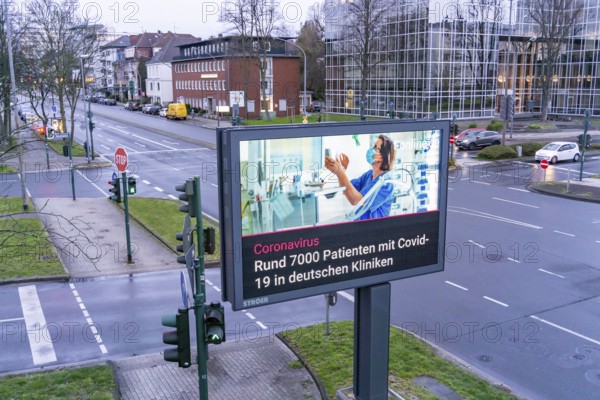 News on the corona epidemic, T-online, LED roadside screen, digital advertising monitors, effects