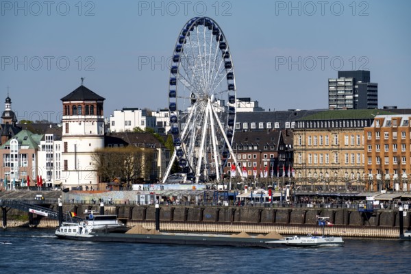 Skyline of Düsseldorf on the Rhine, Mannesmannufer, houses on the banks of the Rhine, old town,