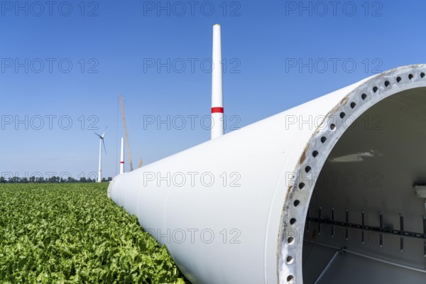 Repowering, dismantled Enercon E-58 wind turbine in a wind farm near Issum, 9 older wind turbines