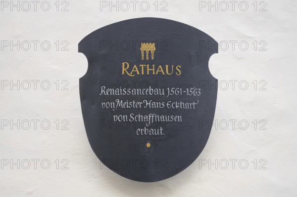 Information sign at the old town hall, Kitzingen, Lower Franconia, BNayern, Germany, Europe