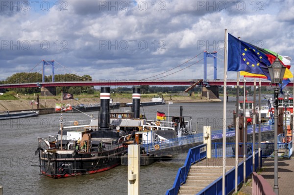 Harbour Duisburg Ruhrort, Vinckekanal, behind the Friedrich-Ebert-Bridge over the Rhine between