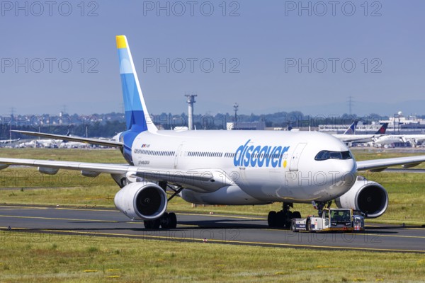 A Discover Airbus A330-300 aircraft with the registration D-AIKK at Frankfurt Airport, Germany,