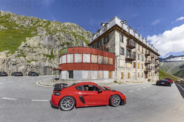 Hotel Belvédère on the Furka, the most famous pass hotel in the world. The building is closed and