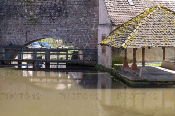 Le Bruch, historic wash house on the Lauter, Wissembourg, Northern Vosges nature park Park, Vosges,